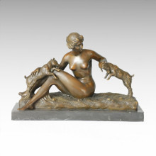 Классическая фигура Овечка статуи Леди Бронзовая скульптура TPE-217